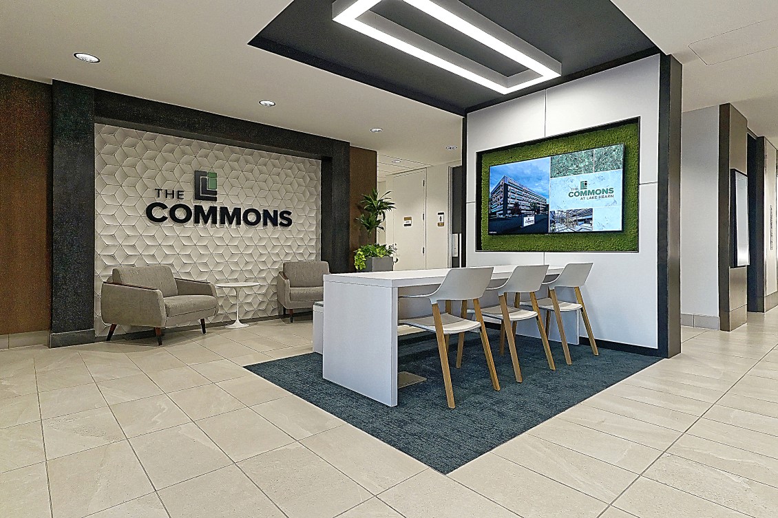 interior photo of the commons at lake hearn lobby